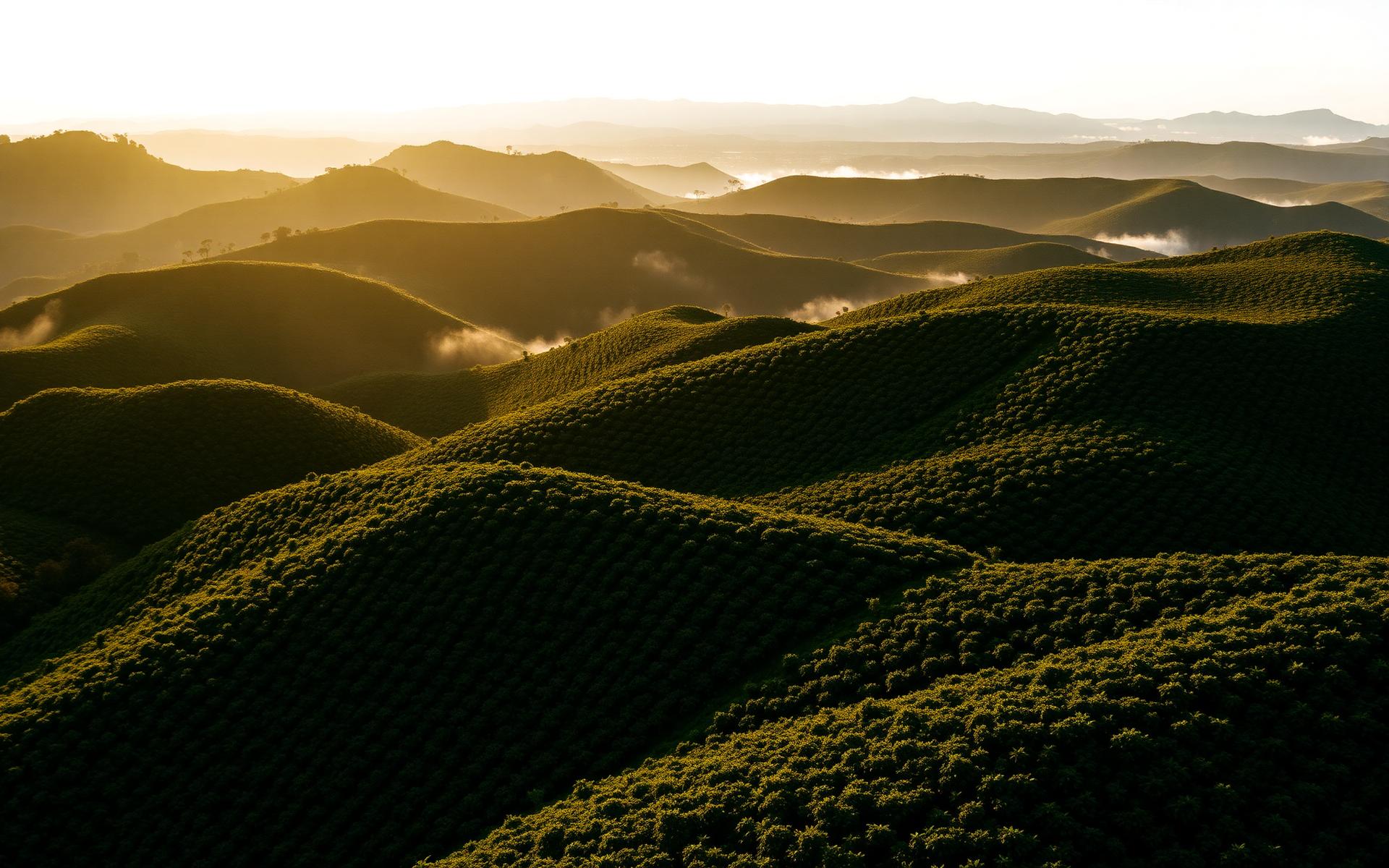 Coffee hills of Minas Gerais at dawn